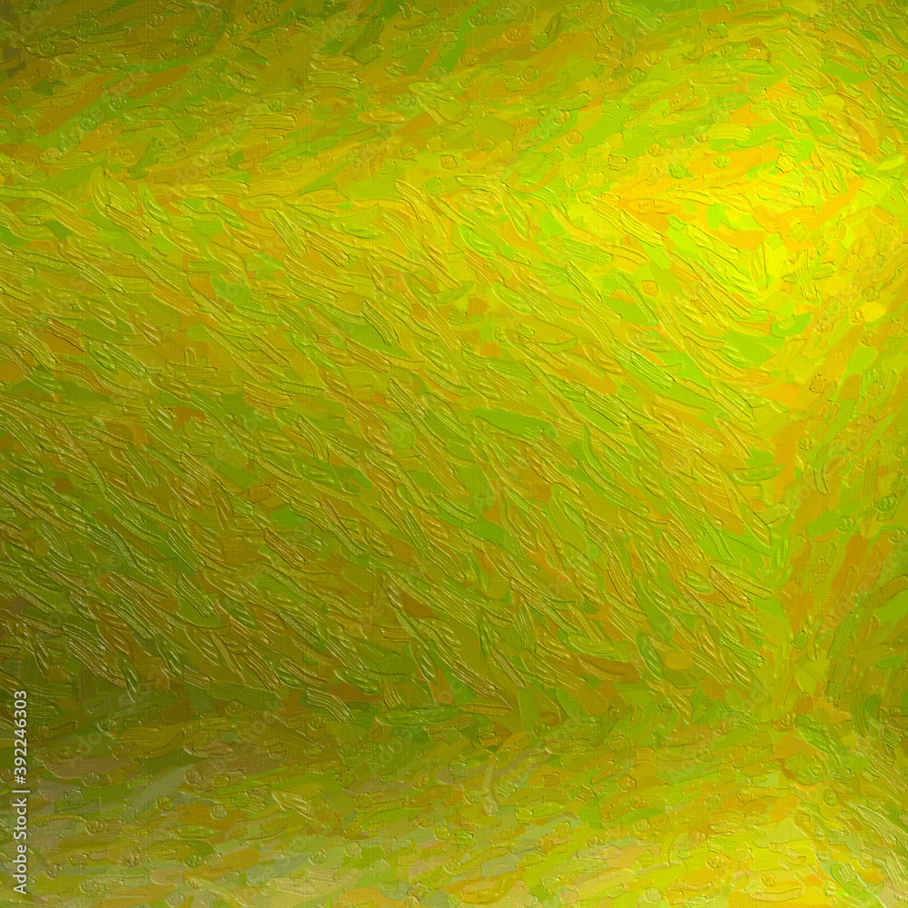 Obraz premium Illustration of Square lemon yellow and green Impasto with long brush strokes background.
