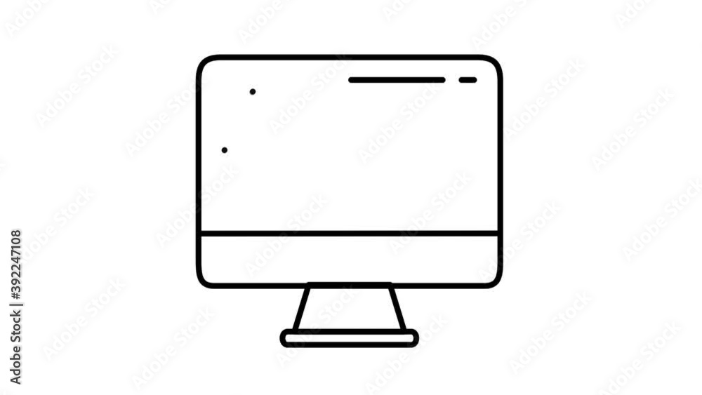 Computer Monitor line icon on the Alpha Channel Computer Monitor line icon on the Alpha Channel