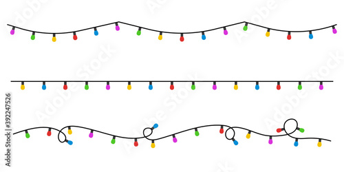 Christmas lights icon set background