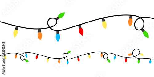 Christmas lights icon set background