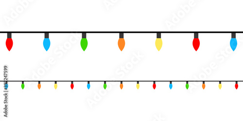 Christmas lights icon set background