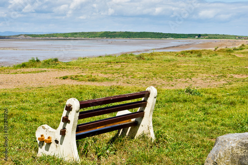 Bench seat, Sand Bay, Weston-Super-Mare, North Somerset, England photo