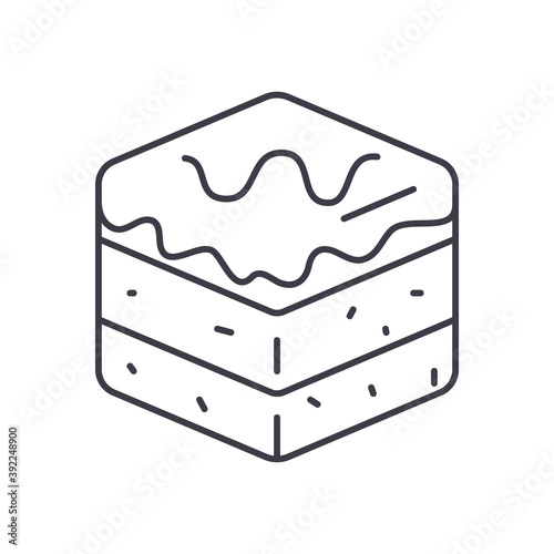 Brownie icon, linear isolated illustration, thin line vector, web design sign, outline concept symbol with editable stroke on white background.