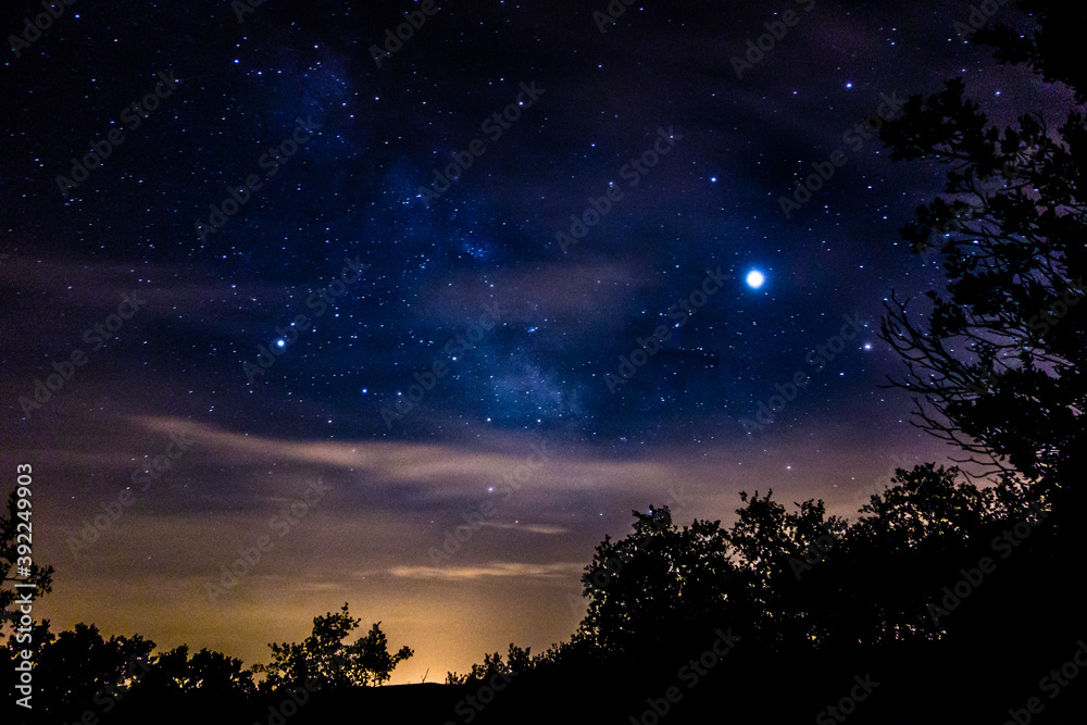 milky way night landscape with planet and tree milky way night landscape with planet and tree