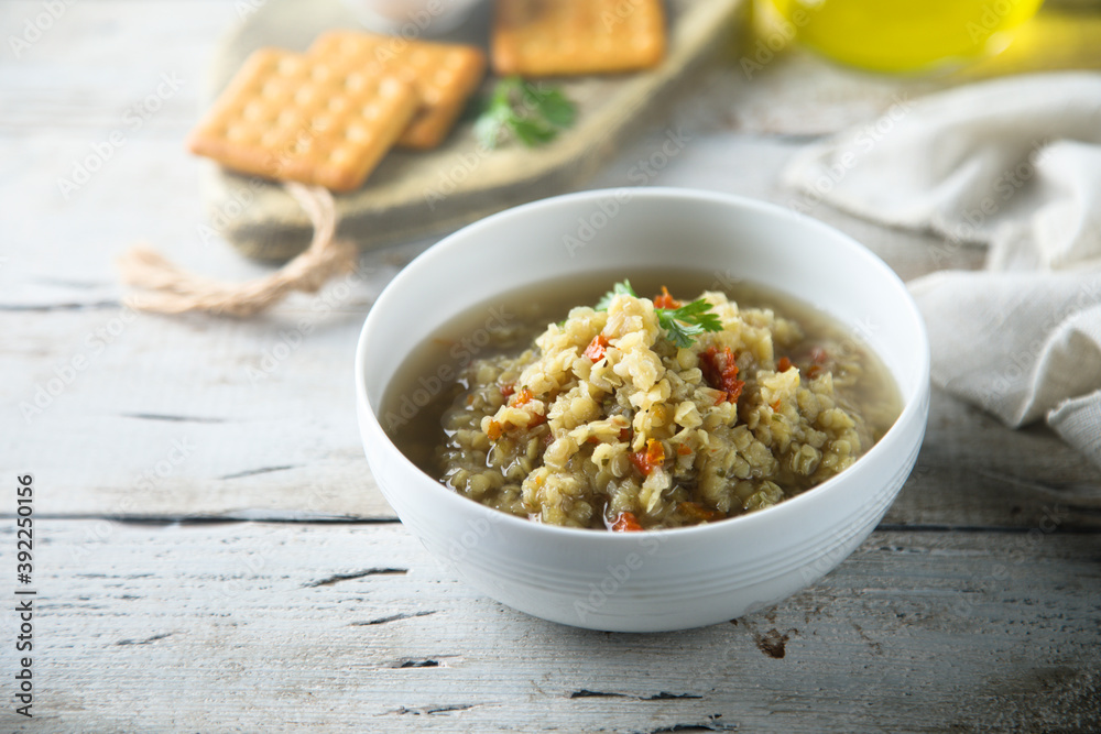 Homemade lentil soup with vegetables Homemade lentil soup with vegetables