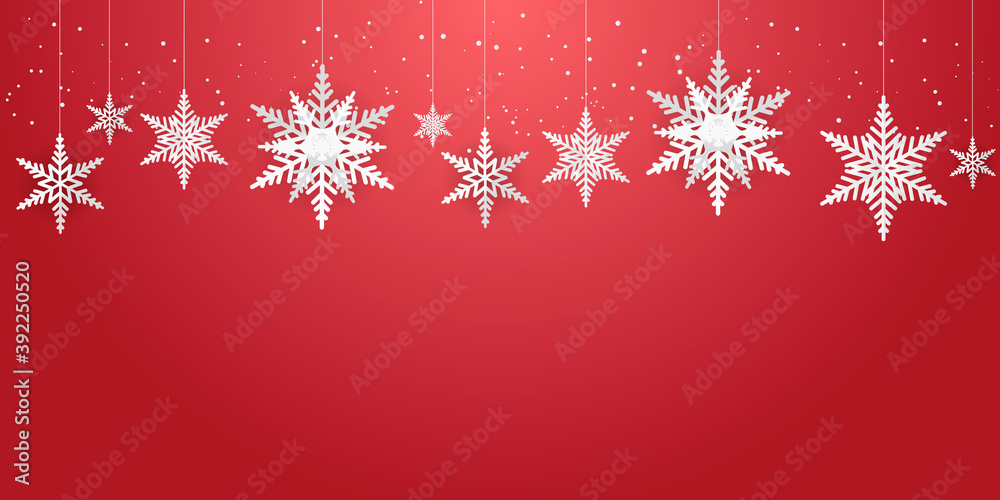 Red christmas background with snowflakes in paper cut style. Vector illustration Red christmas background with snowflakes in paper cut style. Vector illustration