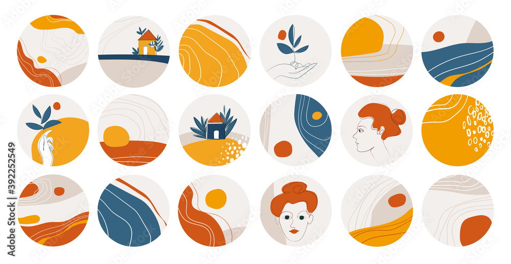 Various modern highlights and story icons for social media Various modern highlights and story icons for social media