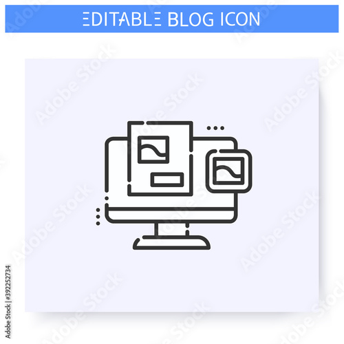 Blog content line icon. Content plan. Blogging and broadcasting. Internet community. Content Management. Freelance. Creative of commercial writing. Isolated vector illustration. Editable stroke 