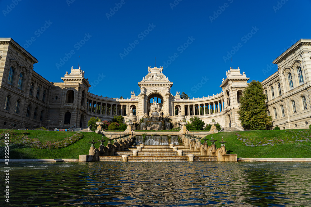 Palais Longchamp château d'eau (fountain) and public garden (Marseille, France)