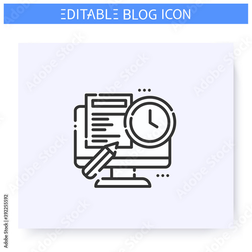 Regular blog post line icon.Content plan. Blogging and broadcasting. Content Management. Copywriting, freelance. Social media. Blogging and broadcasting. Isolated vector illustration.Editable stroke 