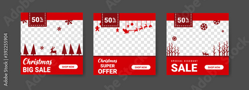 Social media post templates for digital marketing and sales promotion on christmas and new year. fashion advertising. Offer social media banners. vector photo frame mockup illustration