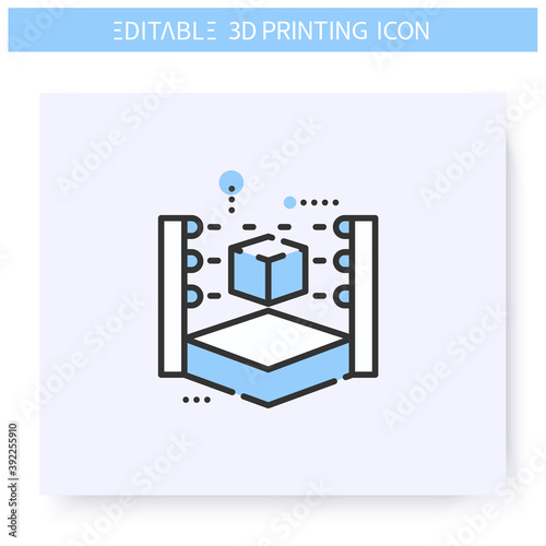 3d scanner line icon. Prototyping process. Prototype analyzing machine. Additive Manufacturing, fabber technology, prototyping industry. Isolated vector illustration. Editable stroke 