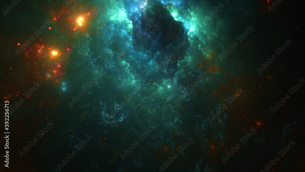 Fototapeta premium 3d effect - abstract space scene