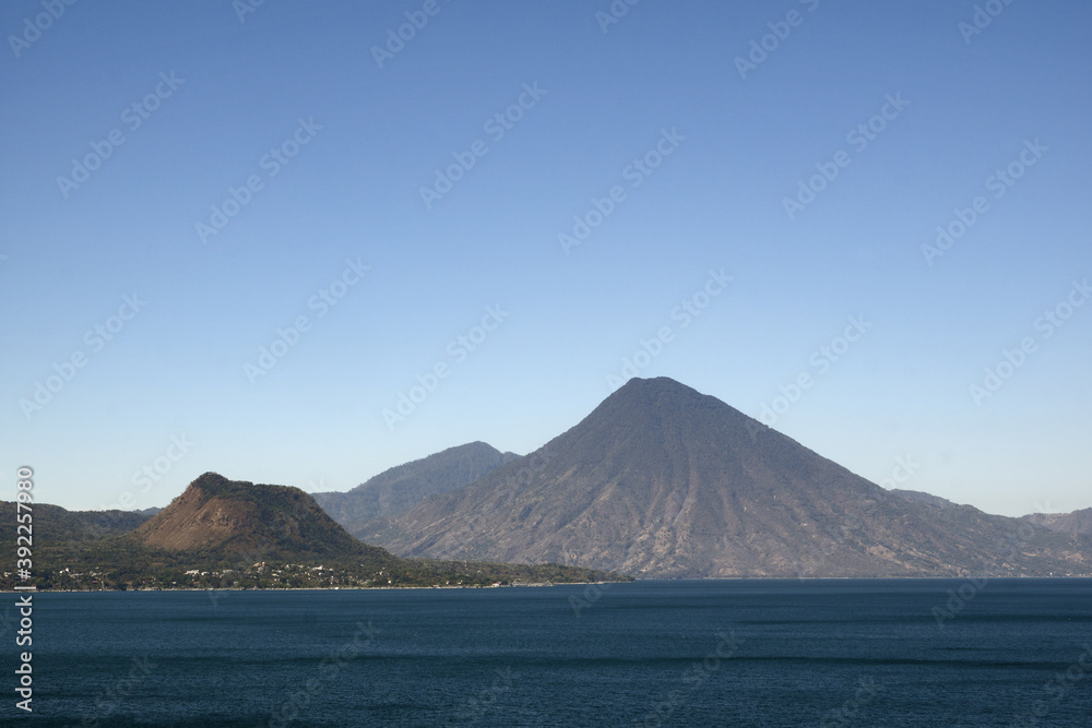 Guatemala, Central America: lake Atitlan with volacanos