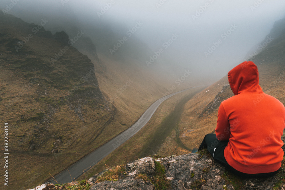 Naklejka premium hiker in the mountains