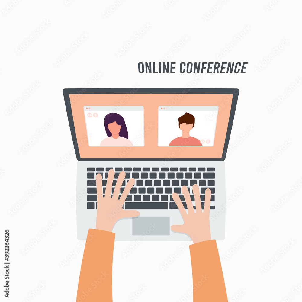 Video conference call. Online webinar. Vector illustration Video conference call. Online webinar. Vector illustration