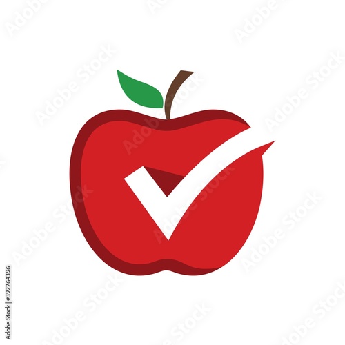 Red Quality Apple Logo Template. Apple vector illustration design icon logo template