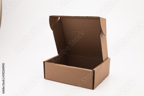 Open Cardboard Carry Box for Products On White Background Isolated 