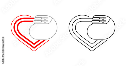 Pacemaker thin line icon -  heart shape and cardio implant - vector isolated anatomic medical picture