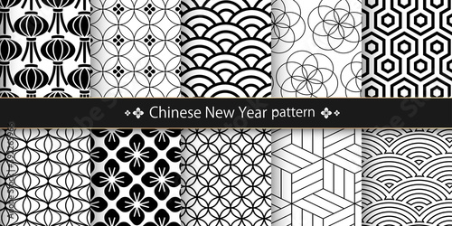 春節、中秋節、中国、中華、旧正月、正月、和柄素材、伝統模様、パターン、セット、和柄	
