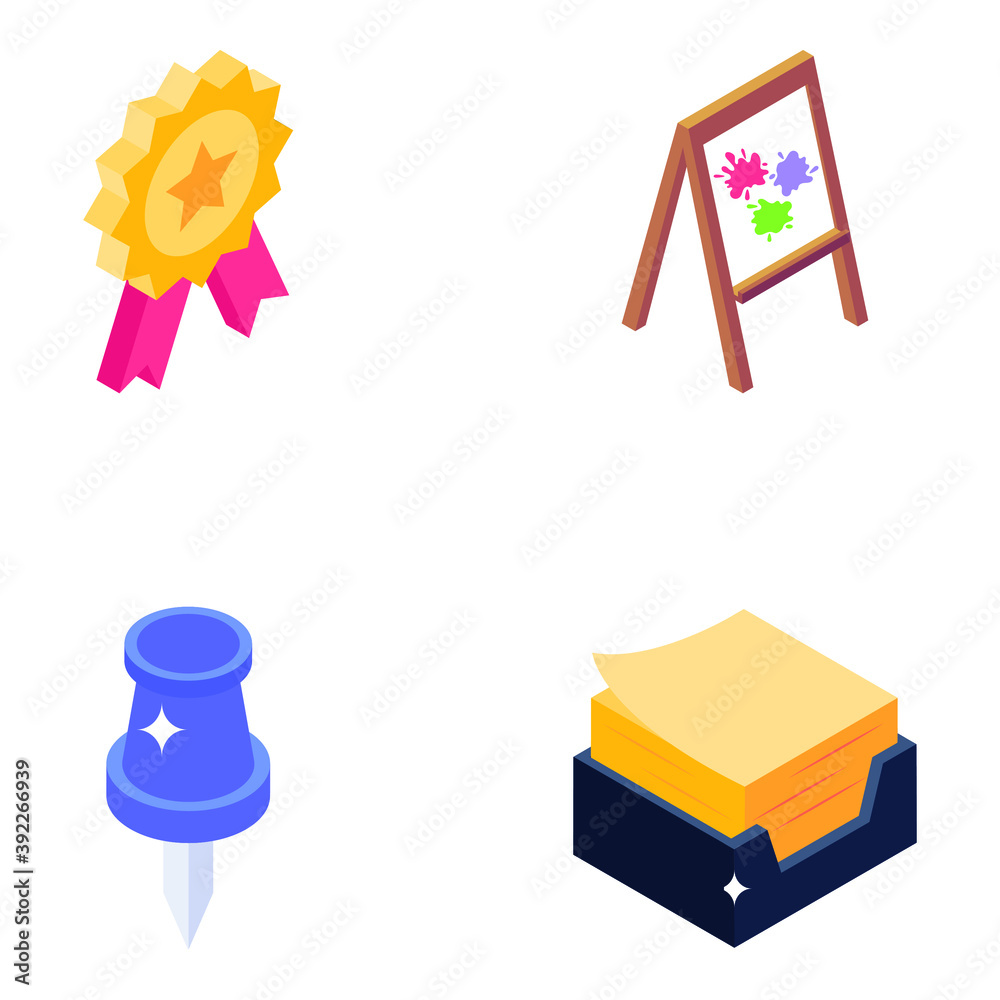 
Isometric Icons of School Related Items
