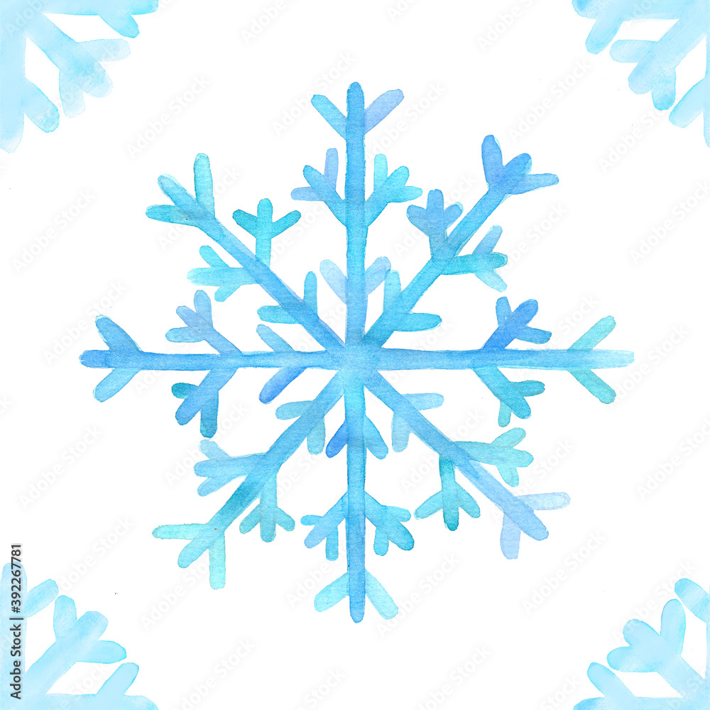 Seamless pattern with watercolor snowflake on white background Seamless pattern with watercolor snowflake on white background