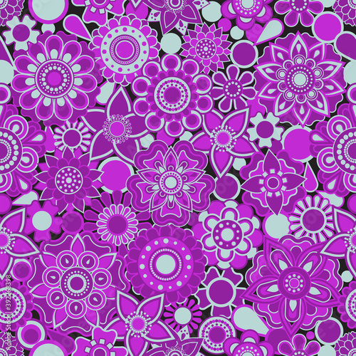Purple floral abstract seamless vector pattern design