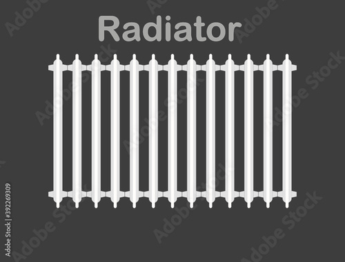 Rippenheizkörper vor dunkel grauem Hintergrund, Radiator 