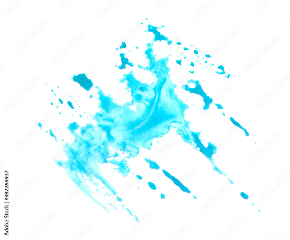 Watercolor abstract turquois blue background. Hand drawn sky-blue painted splash.