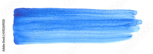 Watercolor blue brush strokes. Aquarelle abstract deep blue background. Bold brushstroke.