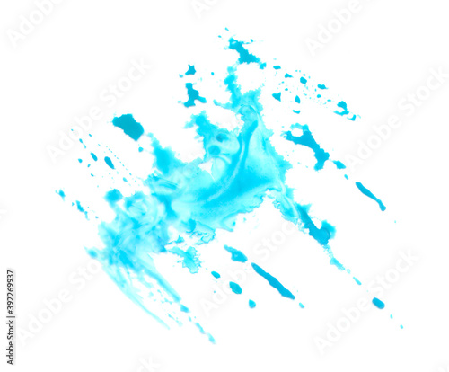 Watercolor abstract turquois blue background. Hand drawn sky-blue painted splash.