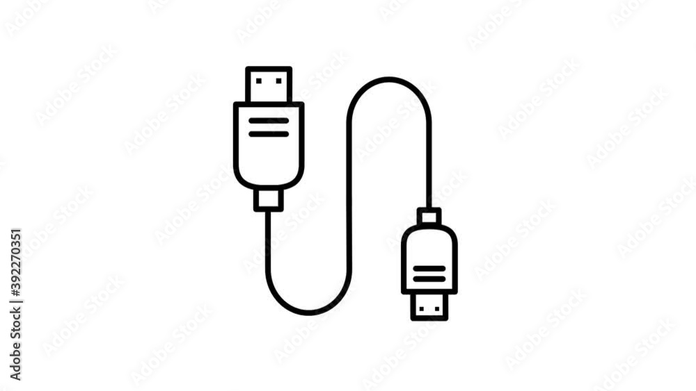 USB cable line icon on the Alpha Channel USB cable line icon on the Alpha Channel