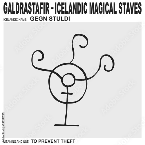 vector icon with ancient Icelandic magical staves Gegn Stuldi. Symbol means and is used to prevent theft