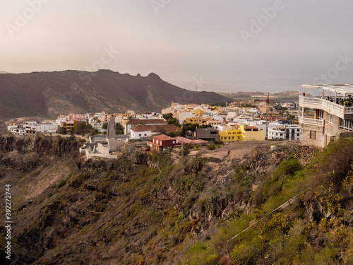 View of the buildings in the town of Adeje from Berranco del inferior, Adeje, Teneriffe, Spain