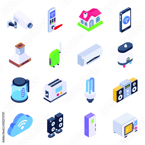 
Home Appliances Isometric Icons Pack 

