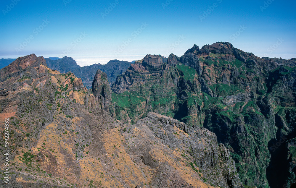 Mountains around Pico Ruivo of Madeira, Portugal