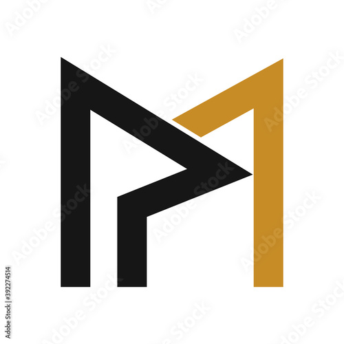 initial letter mp or pm logo vector design photo