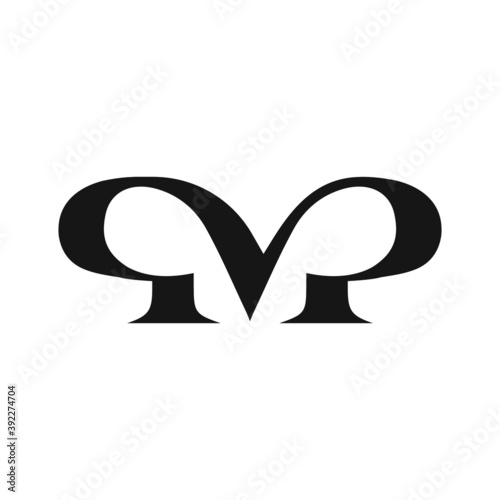 initial letter mp or pm logo vector design