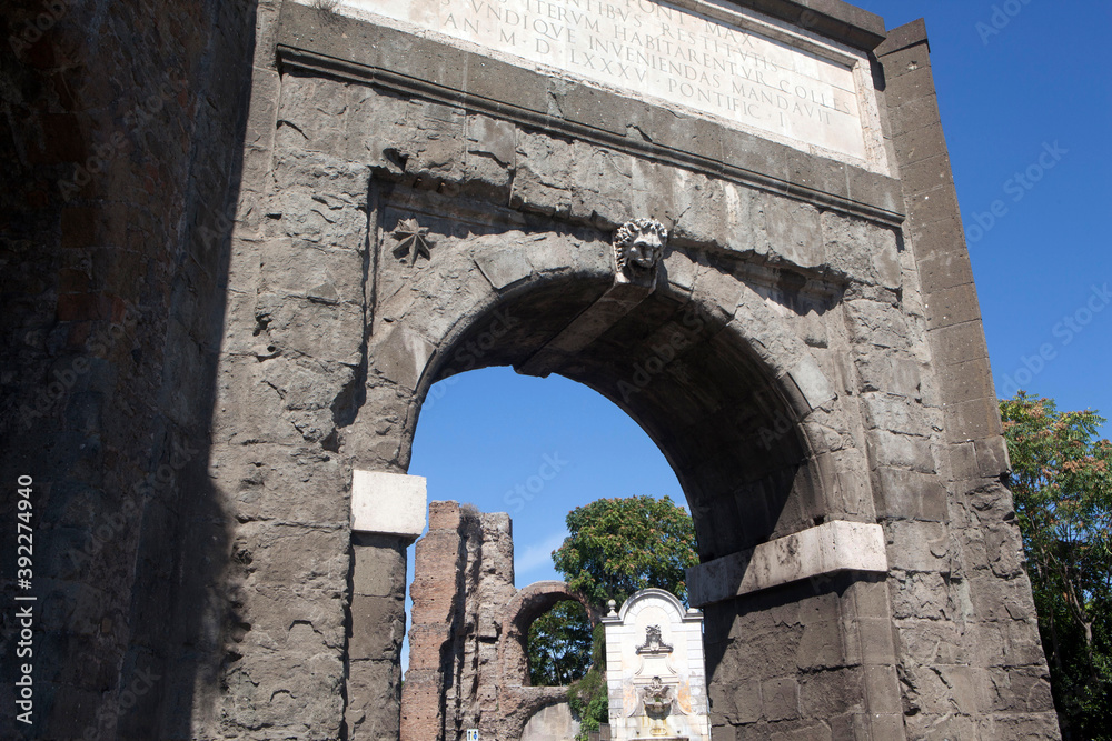 The Marcio Aqueduct gate entering the city, Rome, Lazio, Italy