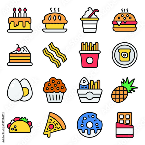 
Junk Food Flat Icons Pack 

