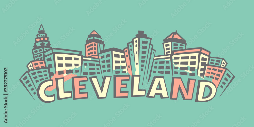 Cleveland Skyline silhouette in retro style Cleveland Skyline silhouette in retro style