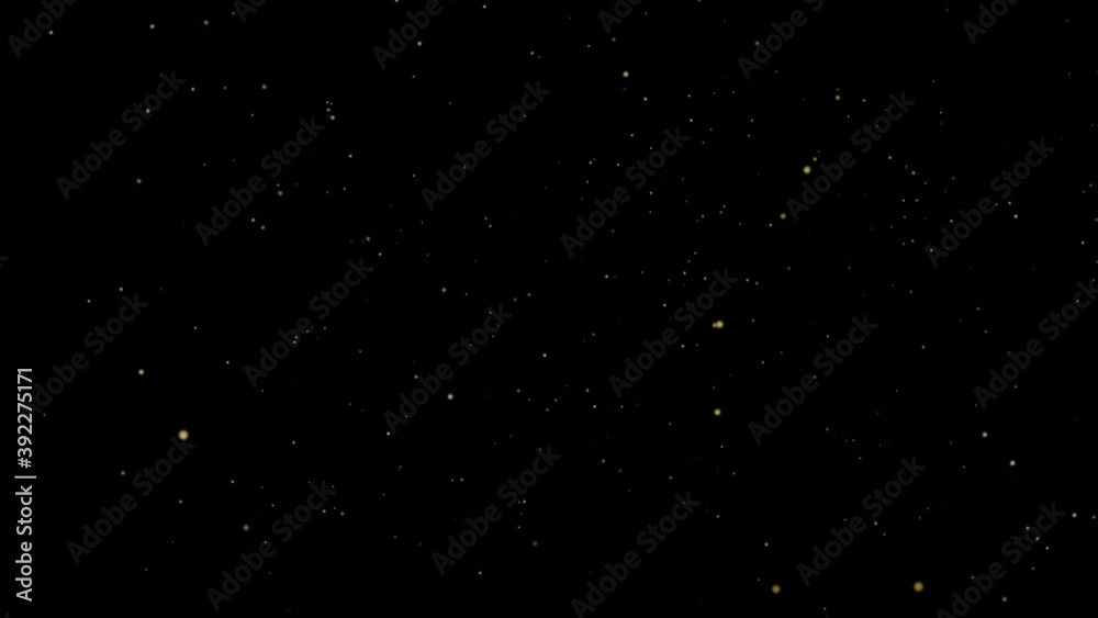 Abstract gold dust shimmering particles on Black Background ,Abstract bokeh and glitter background. Animation of seamless loop.
