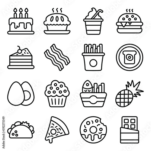 Junk Food Flat Icons Pack  