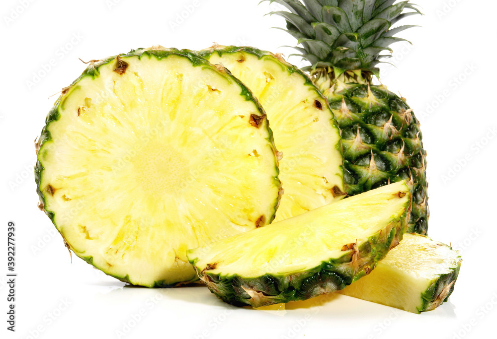 Sliced Pineapple on white Background Isolated Sliced Pineapple on white Background Isolated