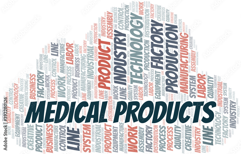 Medical Products word cloud create with text only.