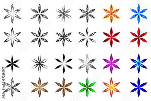 Flower - black and white vector icon  Star vector pattern  set 