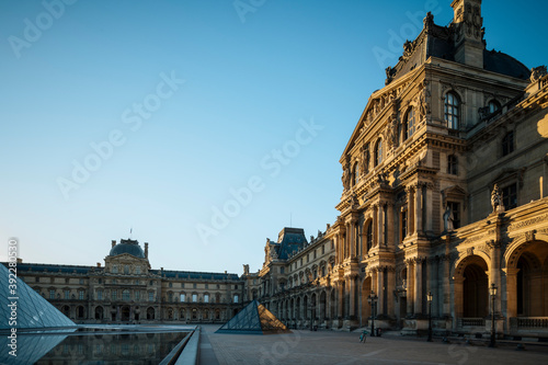 Louvre Museum at dawn, Paris, Ile-de-France, France