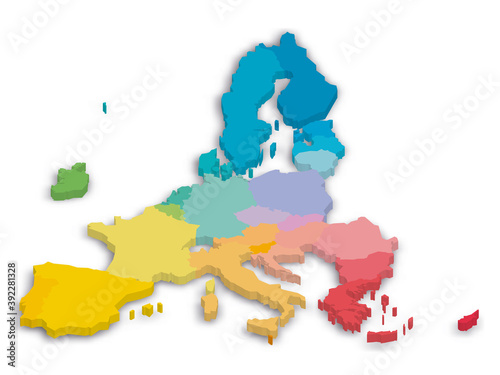 Colorful 3D map of EU countries