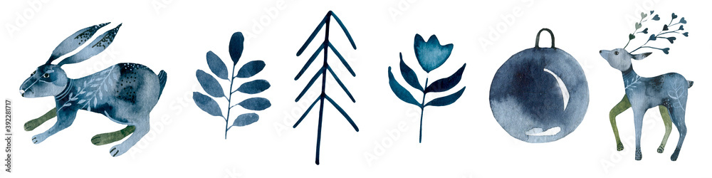 Scandinavian style design element for nursery. Forest animals collection with lettering element. Scandinavian style design element for nursery. Forest animals collection with lettering element.