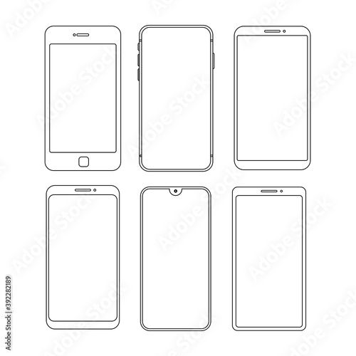 Outline graphic mobile phone. Vector illustration